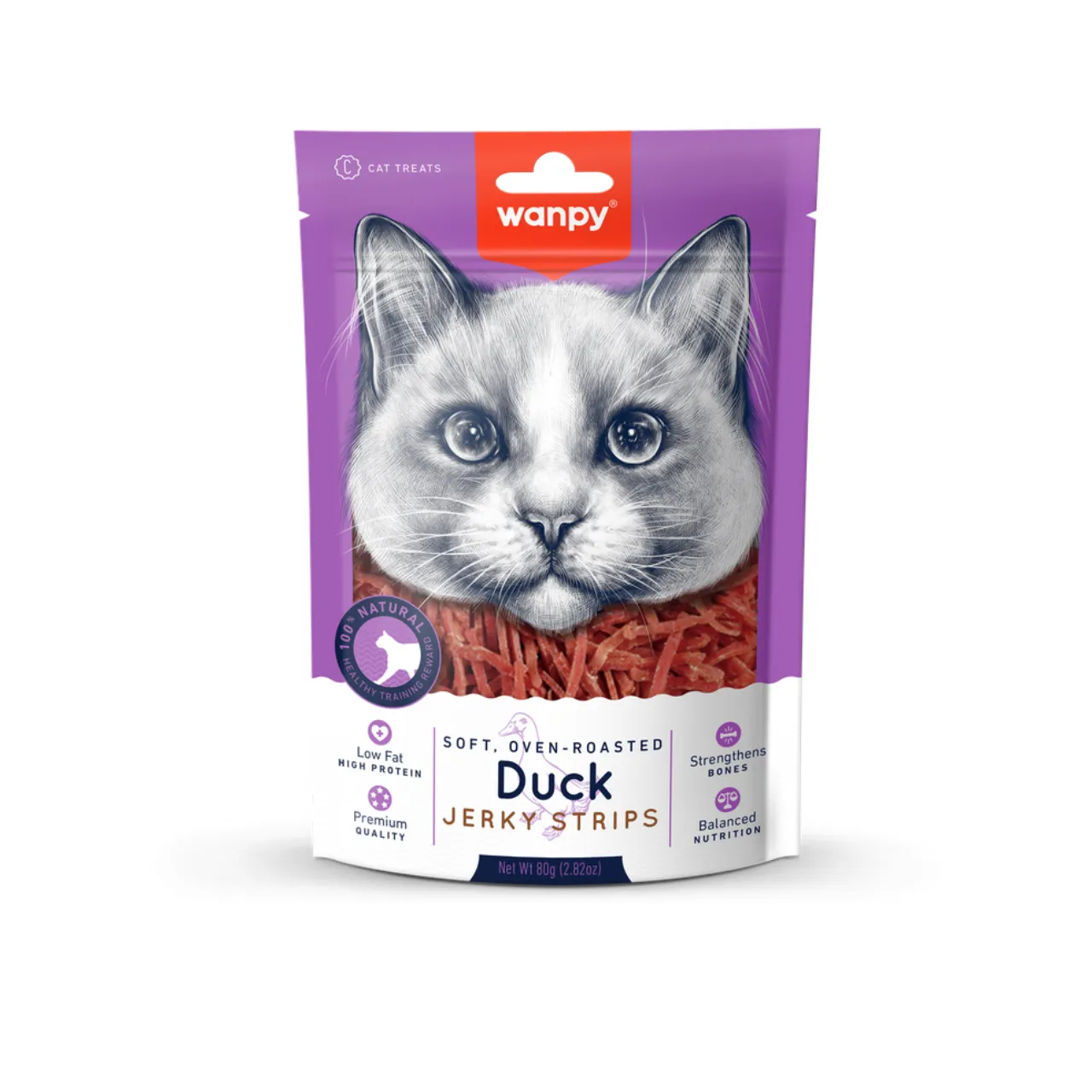 Wanpy Soft Duck Jerky Strips kattegodbidder 80 g